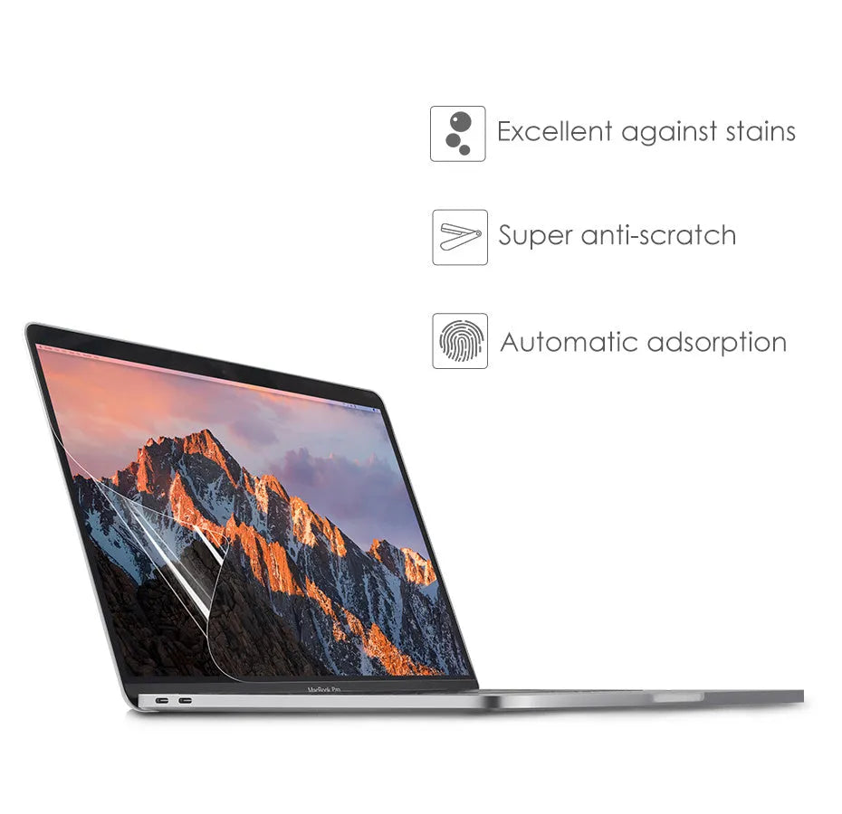 Matte anti-glare screen protector film for 13-inch MacBook Pro with installation tools.