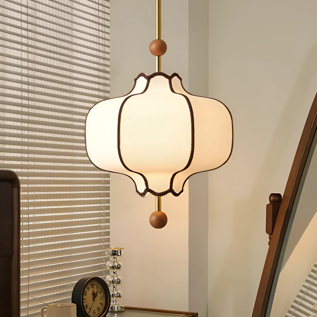 Retro French style fabric craft chandelier with solid wood in small size for bedroom