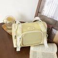 Canvas messenger bag for women, black, large capacity, square vertical shape, 25 x 11 x 21 cm