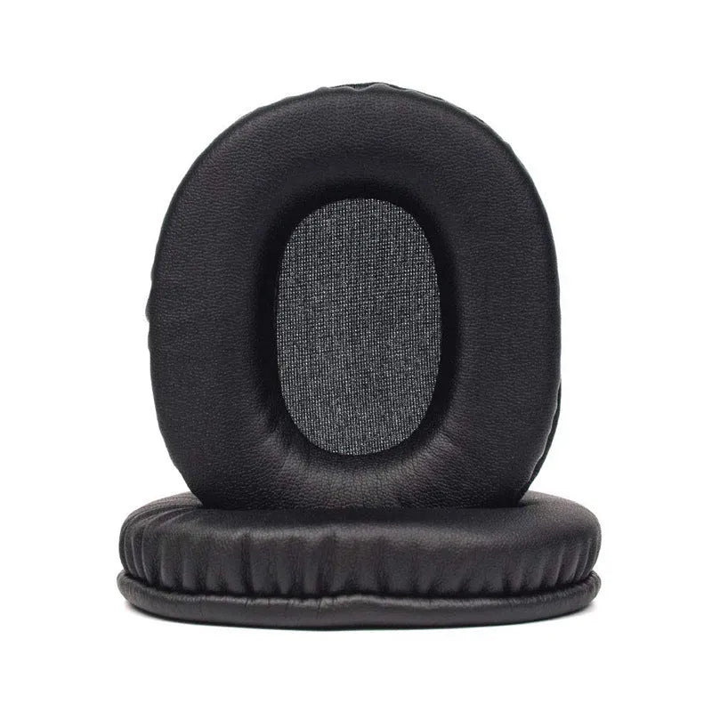 Black soft PU leather replacement earpads for Sony 1R headphones, showing a set of two pieces.