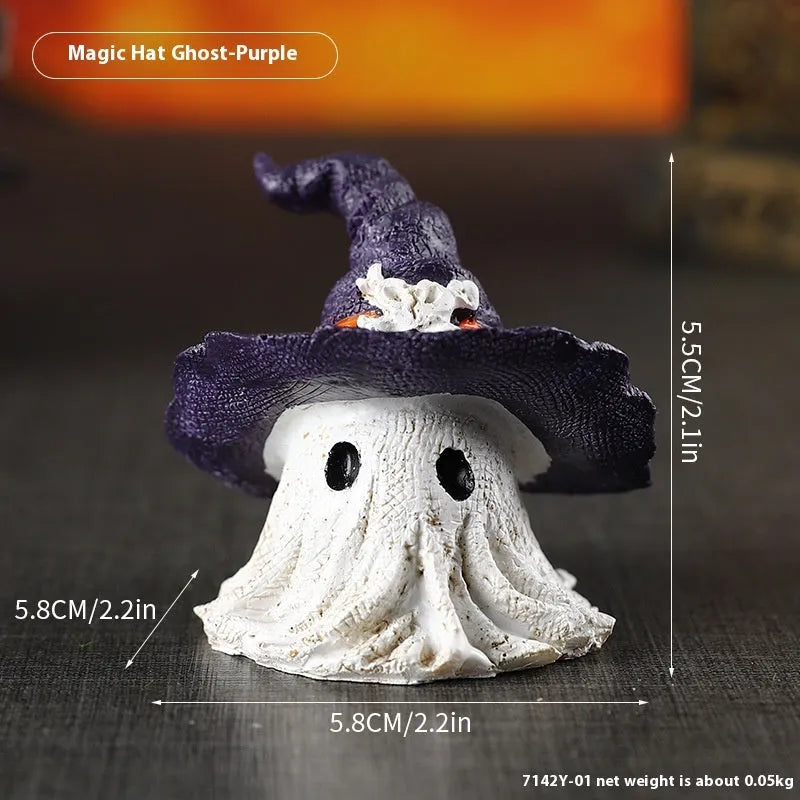 Purple and black resin wizard hat ornaments for Halloween and Christmas decoration