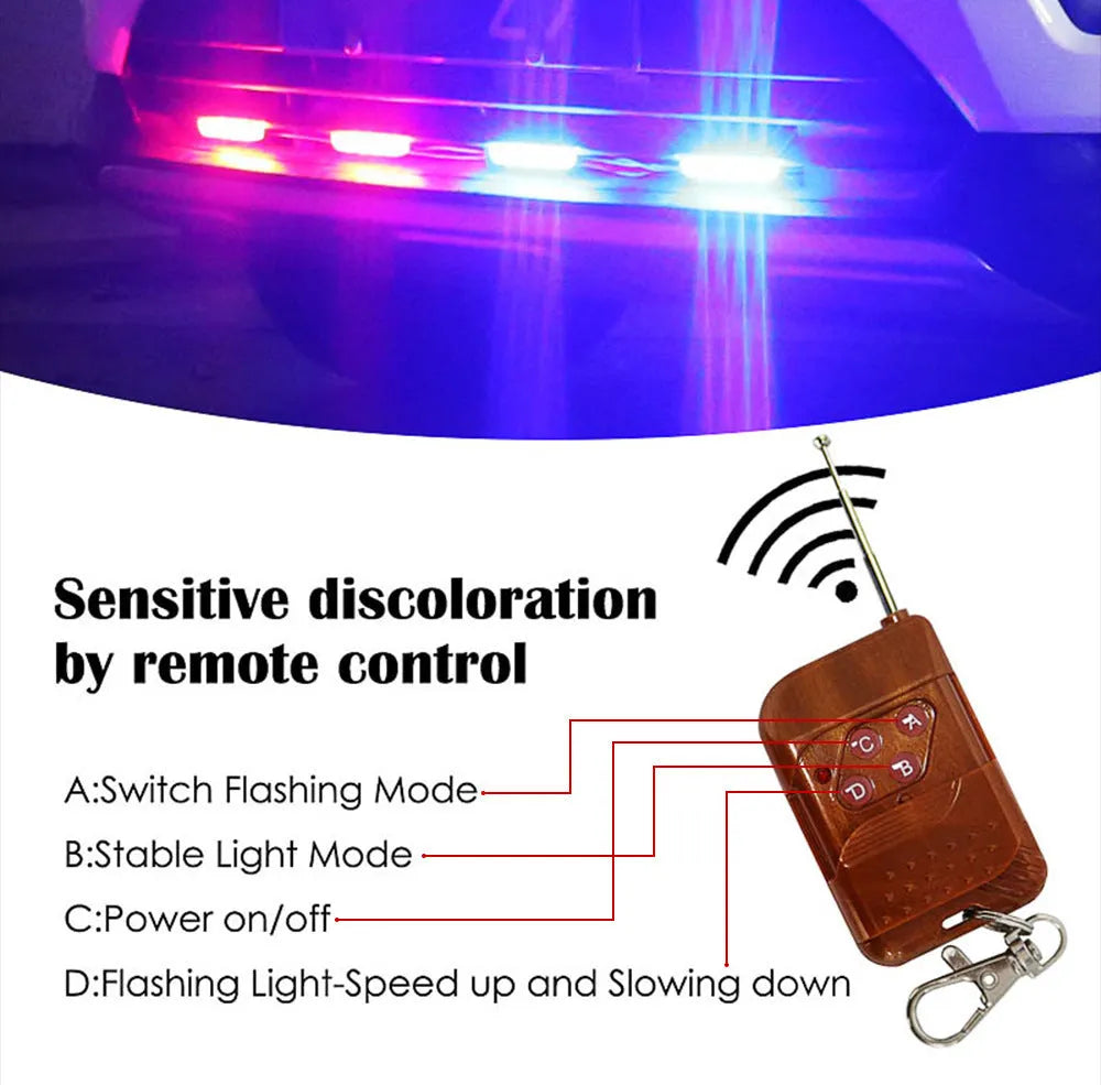 Black car mounted wireless remote controlled LED emergency warning light for vehicles