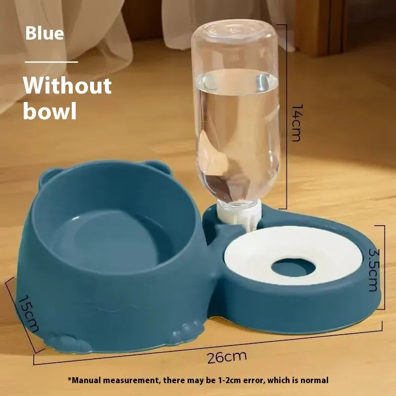 Grass green double bowl automatic pet feeder for cats and dogs on an elevated plastic stand.