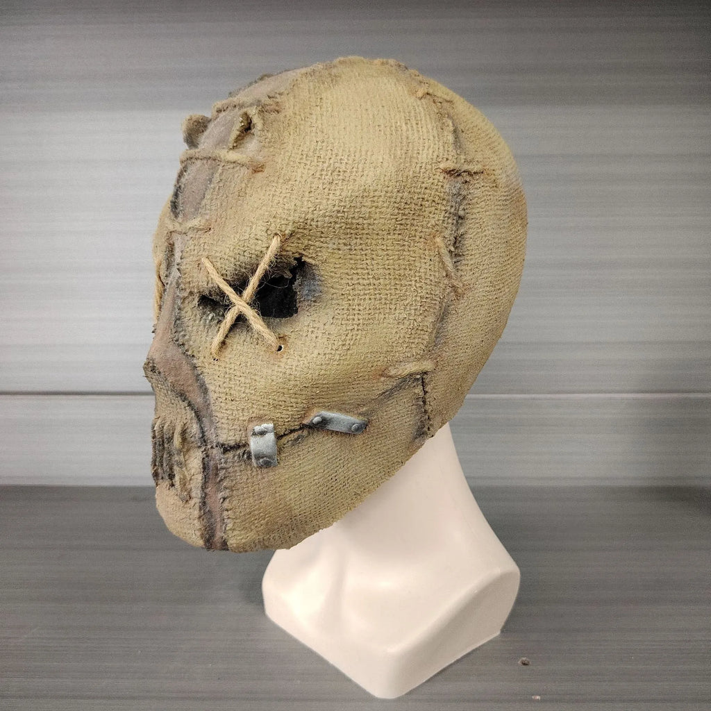 Scar skull design latex Halloween mask for adults measuring 31cm tall with horror styling