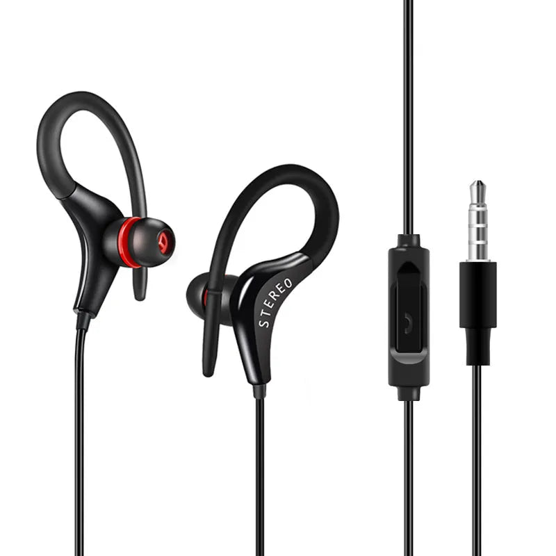 Earhook sports headphones with wired connection and over-ear hooks in multiple colour options