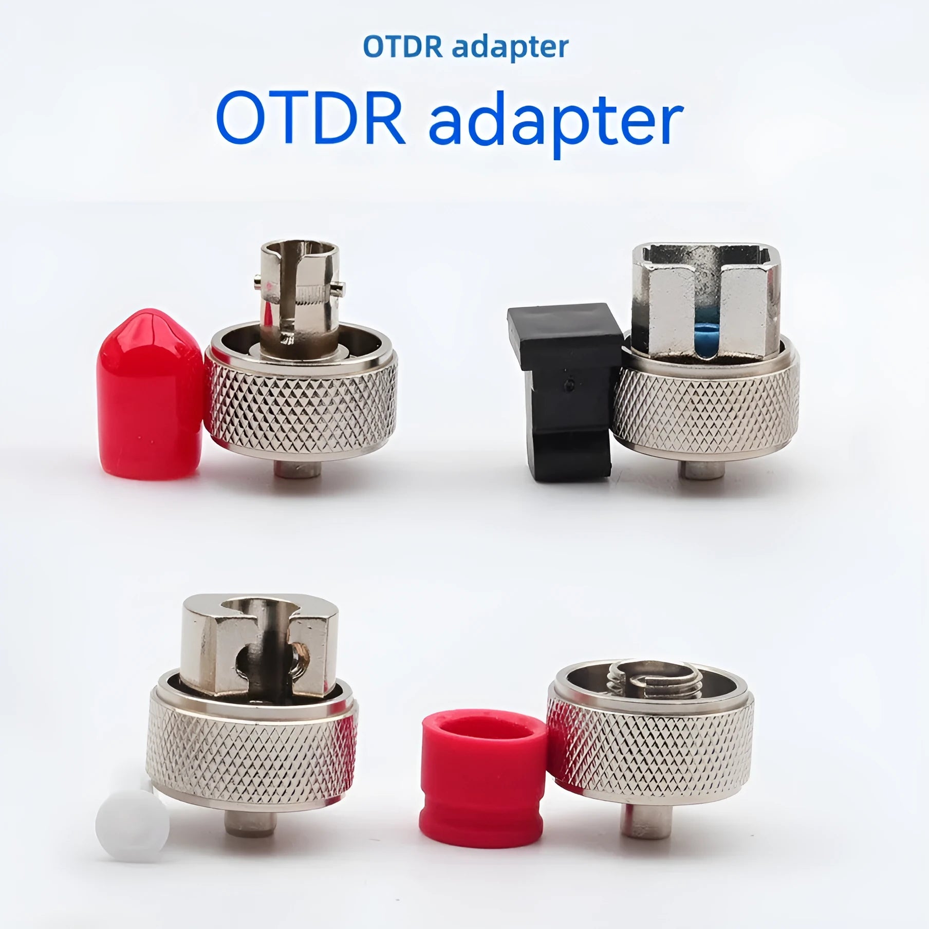 OTDR connector interface set with FC SC ST and LC adapters for fibre optic testing