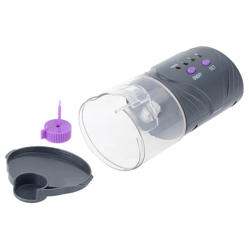 Intelligent timing fish feeder with bucket lid, bracket and two screws for aquarium edge mounting