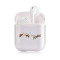 Clear transparent plastic protective cover for Apple AirPods case.