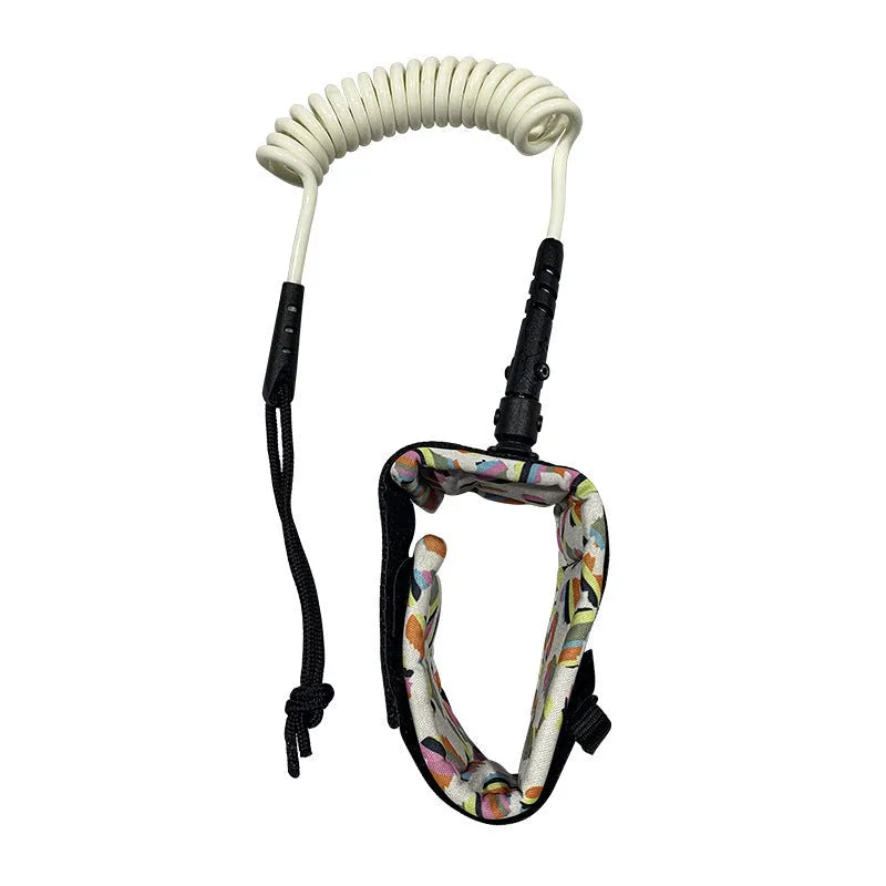 A single surfboard hand holding rope made of coiled pulp material, shown in a random colour.