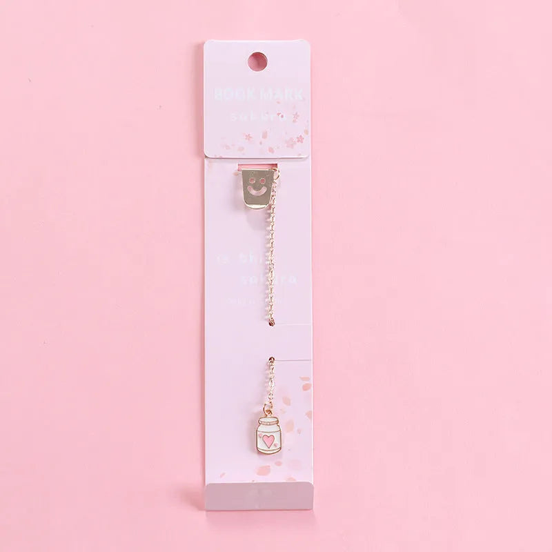 Alloy metal bookmark with cartoon pendant charm in various character designs