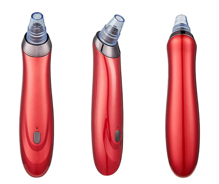 Electric blackhead remover pore cleaner tool with multiple nozzles on a white background.
