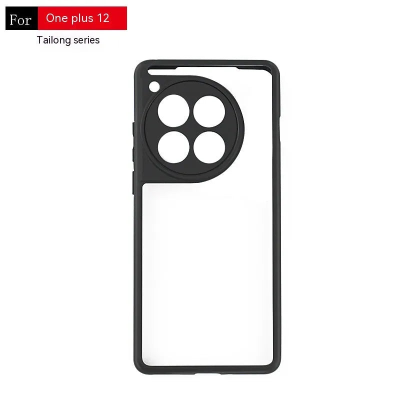 Black border transparent PC TPU frosted phone case for OnePlus with corner airbags and 1.5mm backboard