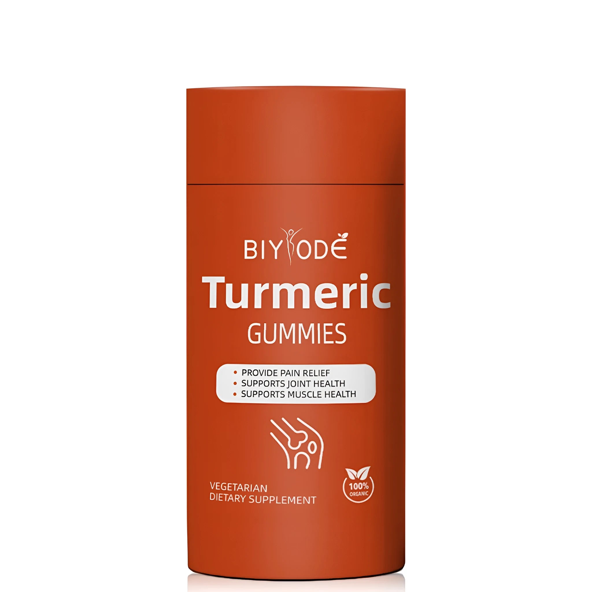 Organic turmeric gummies supplement by biyode in a bottle with 60 pieces