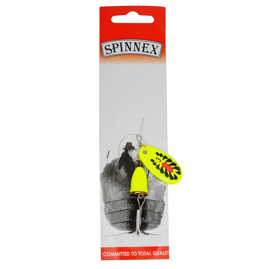 R-shaped metal fishing lure with rotating sequins and copper bell in gold, silver, red, yellow, and green colour variations
