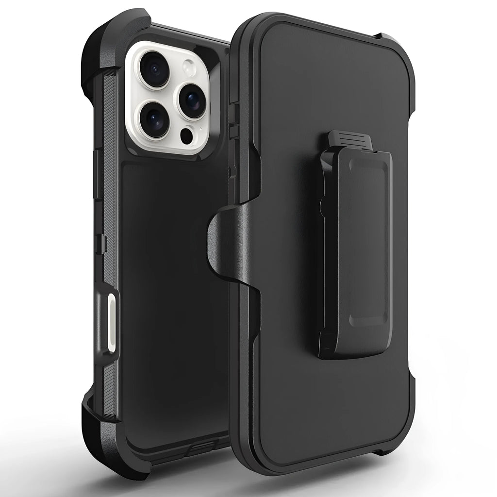 Three-in-one solid colour drop-resistant hard shell phone case for Apple iPhone with PC TPU material and airbag corners