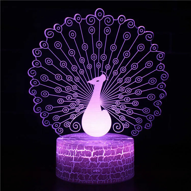 Acrylic 3D small night colourful touch USB table lamp with crack base design