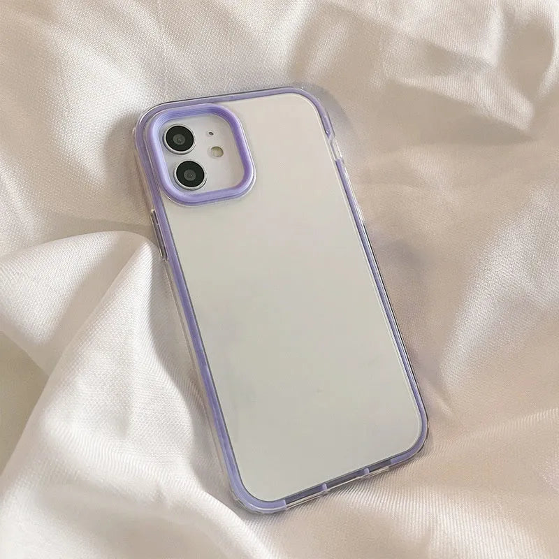 Simple 16Pro Max three-in-one frame TPU phone case for iPhone, purple colour, back cover view