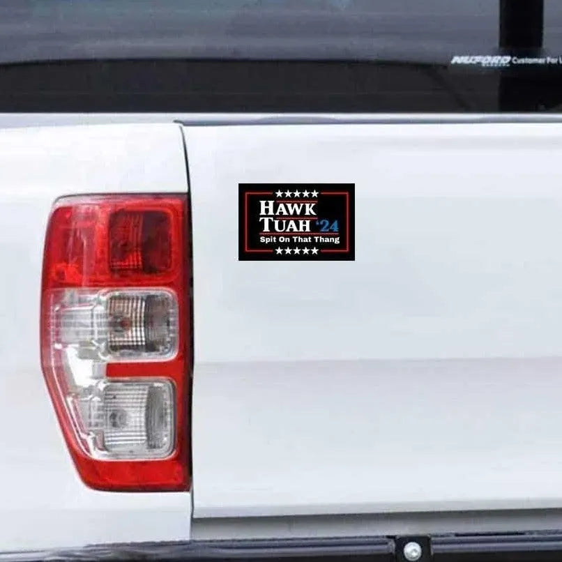Spoof car funny election stickers in black and white coated paper 20x13cm