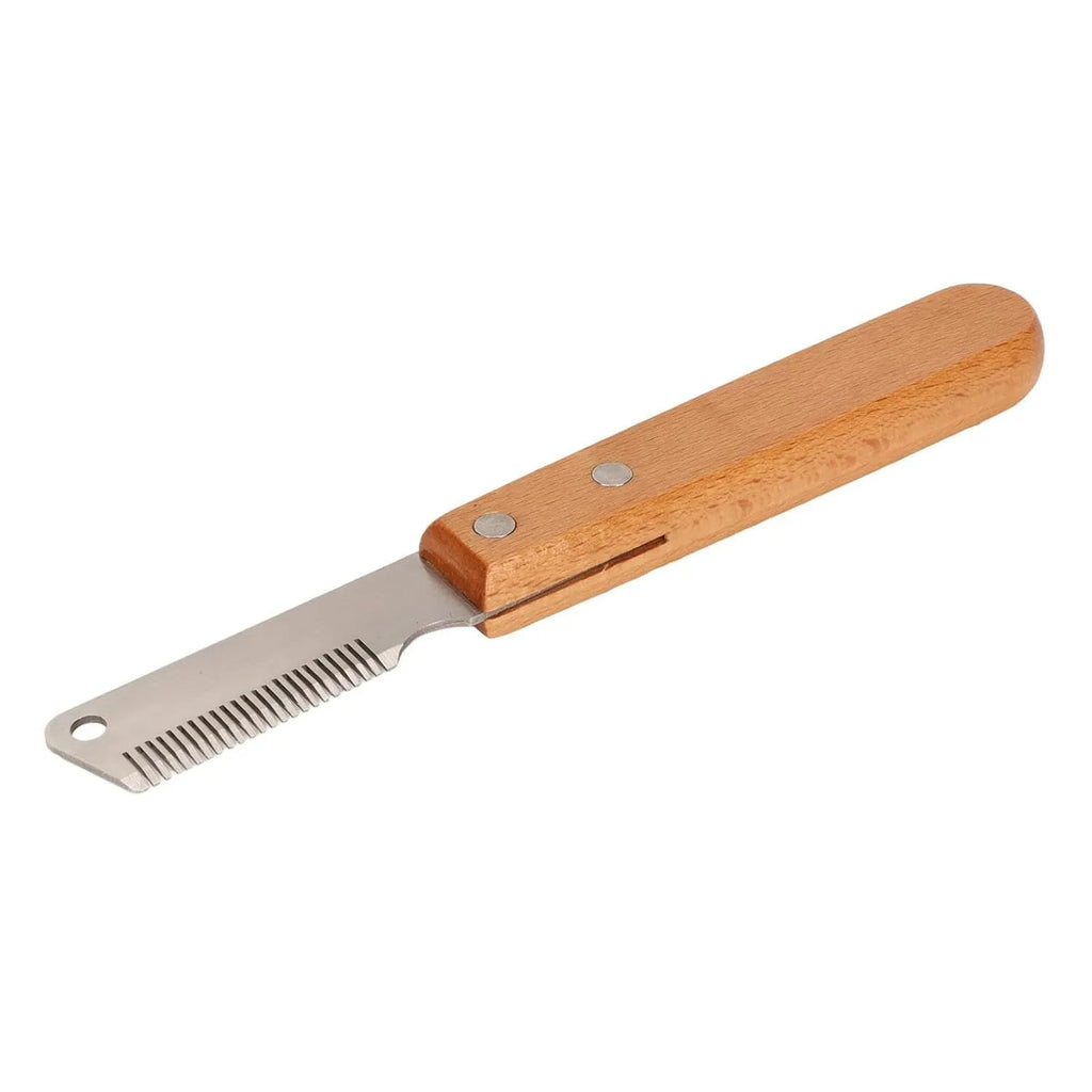 Wood handle pet stripping knife grooming tool for dogs and cats with two size options