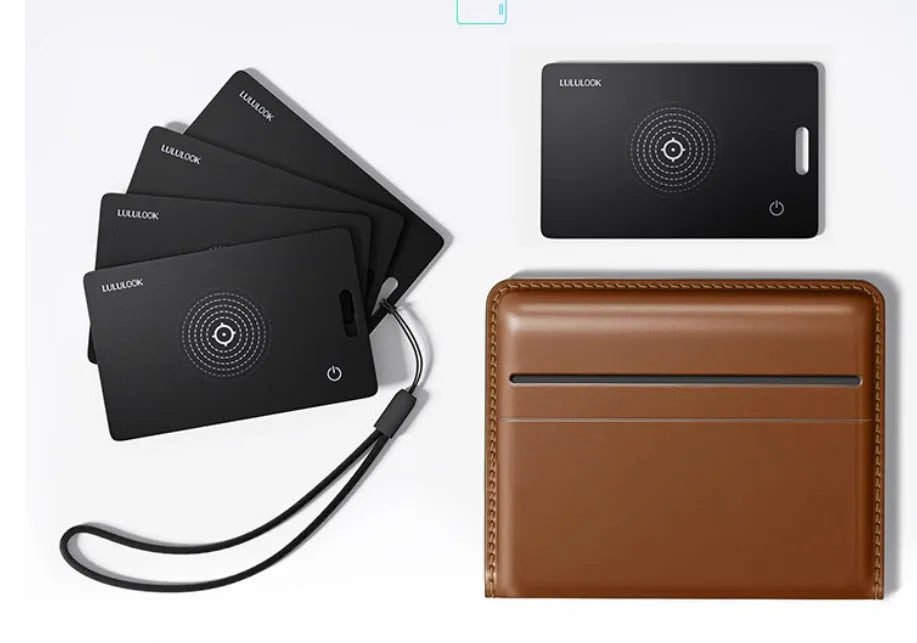 Anti-loss luggage tag passport waterproof card, black, ultra-thin 2mm, IP68 dustproof and waterproof, with hanging rope