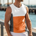 Men's blue cotton-polyester sports vest for running and fitness.