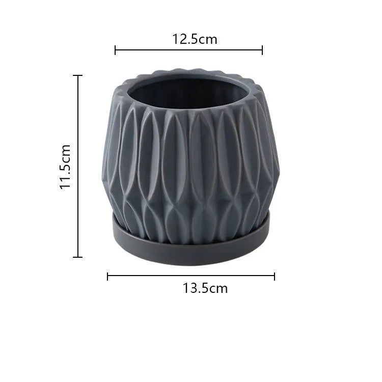 Medium grey ceramic flowerpot for tabletop indoor plants