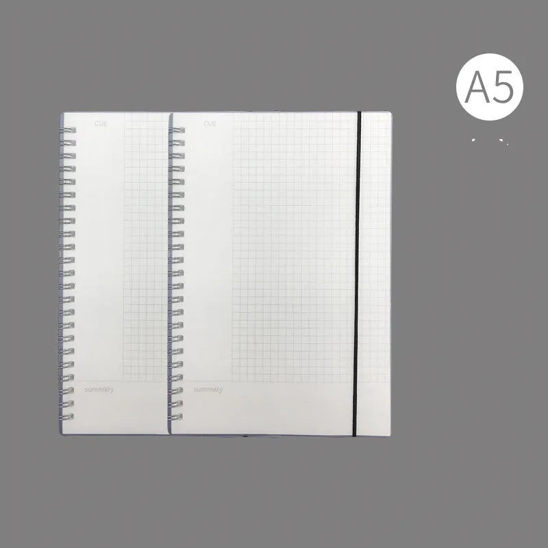 A4 hard cover notebook with PP material showing horizontal grid, horizontal line and lattice ruling options