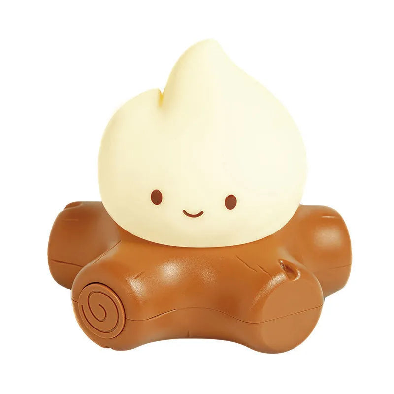 Silicone small fire pile cartoon night lamp with ABS shade showing yellow light illumination