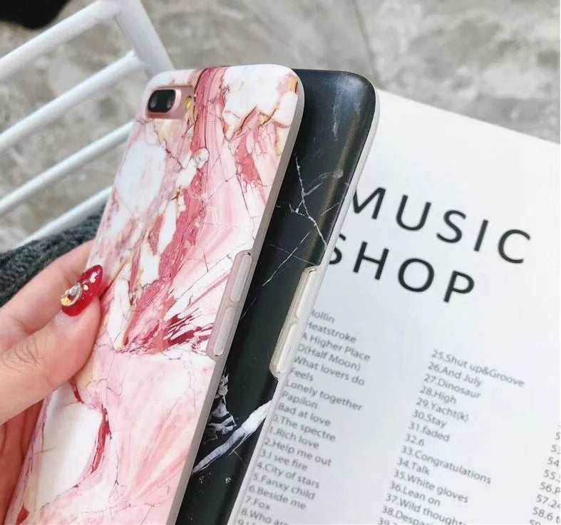 White marble silicone phone case compatible with Apple iPhone X and XS models, back cover with flexible material