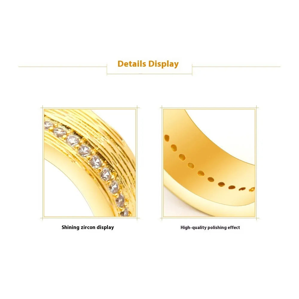Gold electroplated geometric zircon ring for women in UK sizes 6, 7, 8