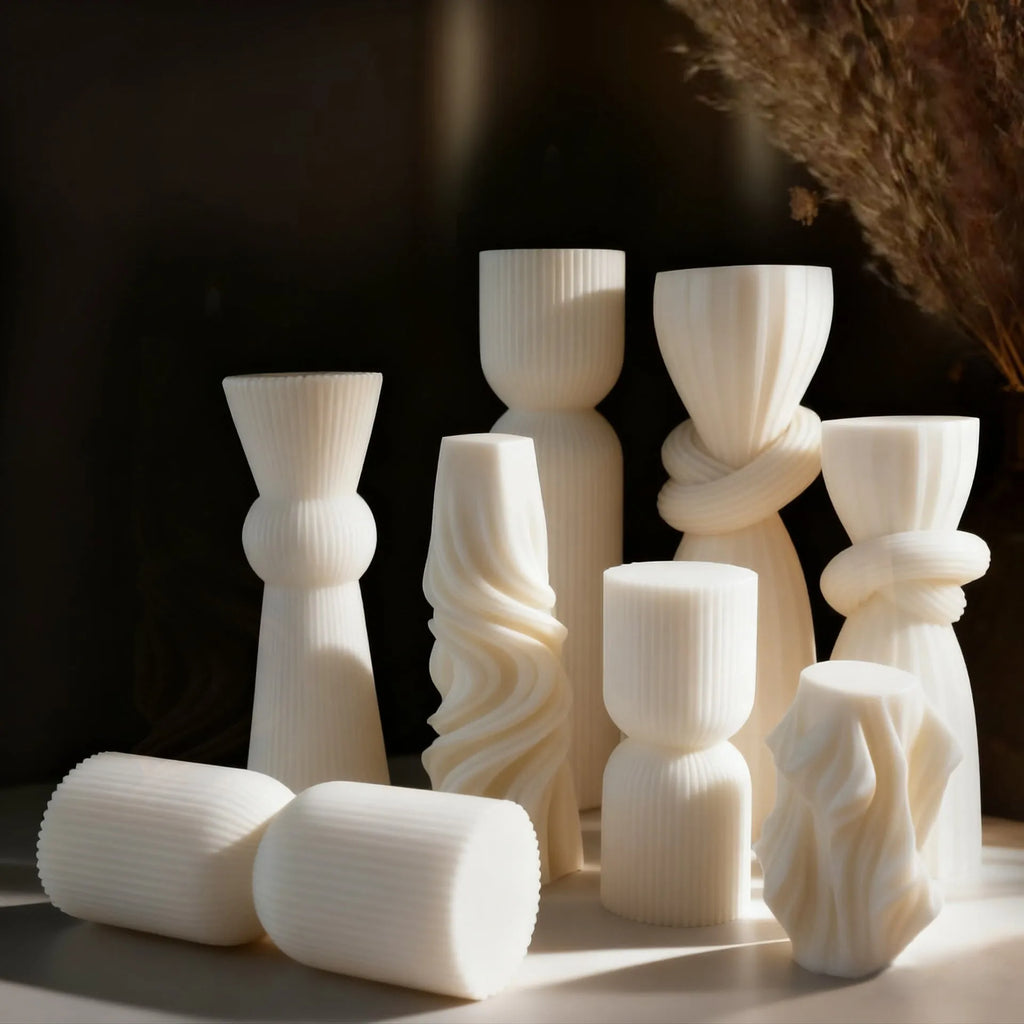 White spherical soy mixed wax handmade aromatherapy candle on table