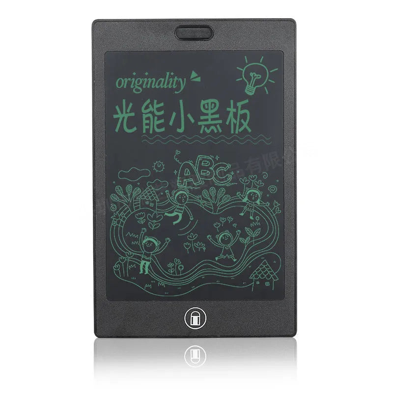 LCD sketchpad tablet with 8.5 inch screen, special writing pen, and ABS frame on a desk