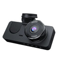 Black touch screen car dash camera mounted on a windscreen, showing a wide 170-degree road view on its display.