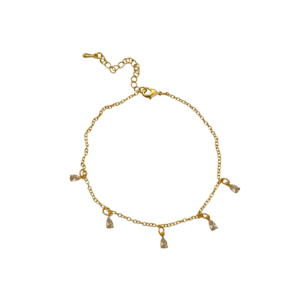 Zircon jewellery set showing necklace, earrings, and anklet with geometric meteor shower design
