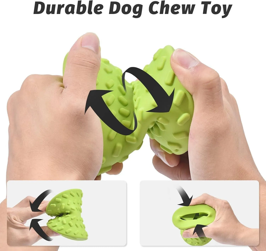 Blue durable natural rubber interactive treat dispensing dog toy for aggressive chewers.