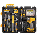 Grey-yellow 82-piece chrome-vanadium steel tool kit for furniture installation and home repair.