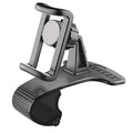 Black car phone mount with 360-degree rotating head and width-adjustable cradle