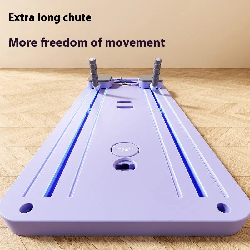 Standard purple multi-functional fitness board with automatic rebound abdominal wheel for home exercise.