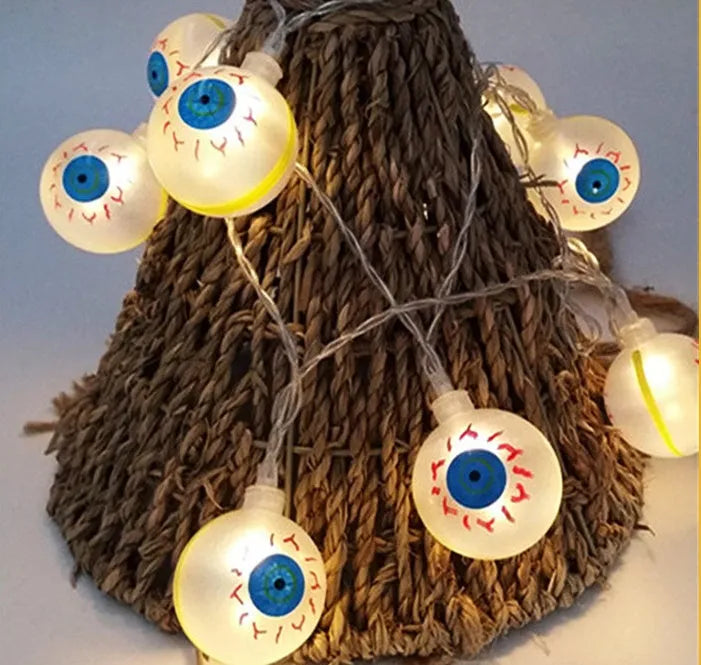 Halloween battery LED string lights with pumpkin, bat, and ghost pendants on a 1.2m waterproof string.