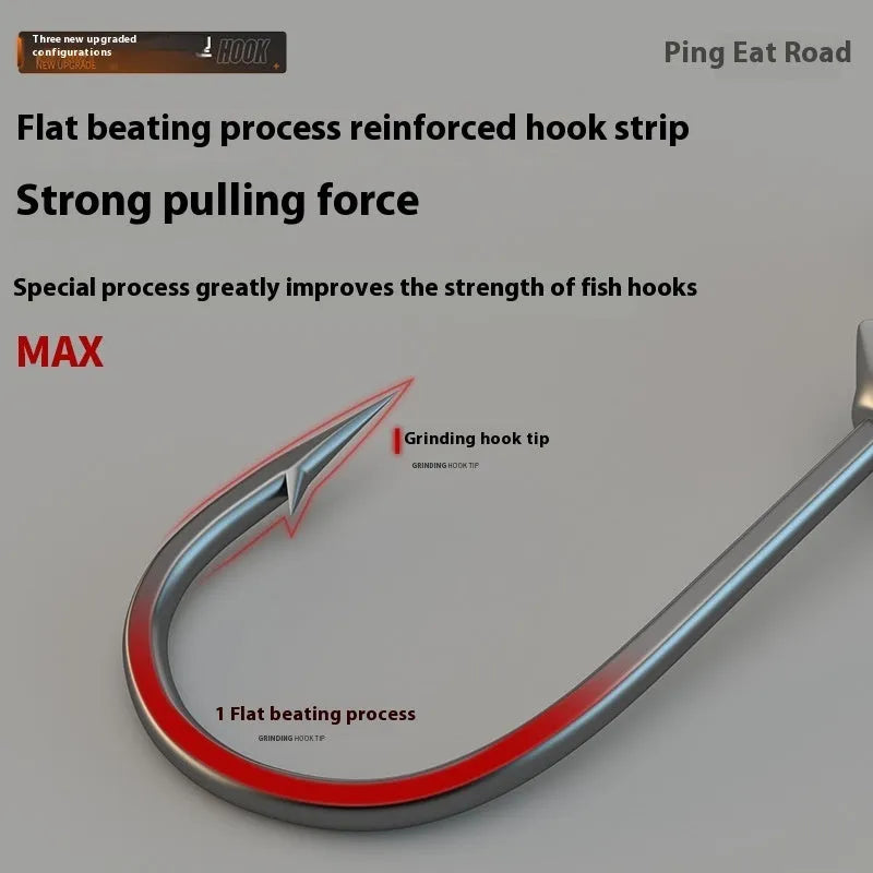 50-piece strengthened steel jig hooks in primary colours with lead-headed hook