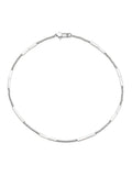 White shell and steel bead necklace, handmade silver collarbone chain in 45cm to 60cm lengths