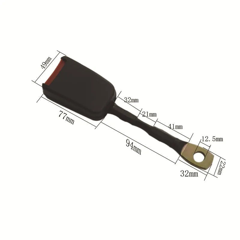 Black steel wire car seat belt safety buckle measuring 20cm length for 21cm vehicle sockets