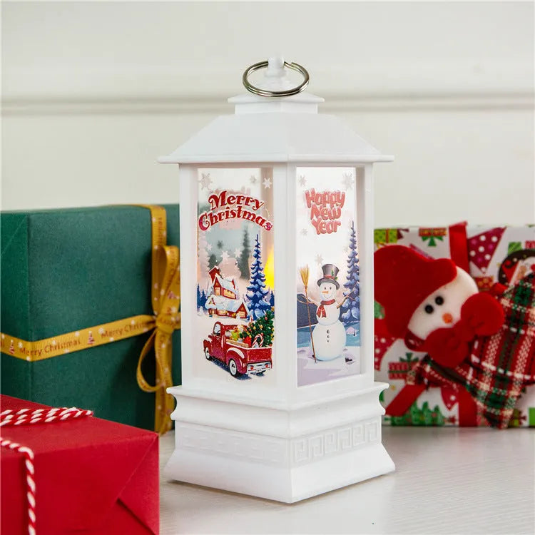 3D Christmas theme chandelier LED plywood disc light 21 x 21.6cm warm white with Santa Claus and snowman design