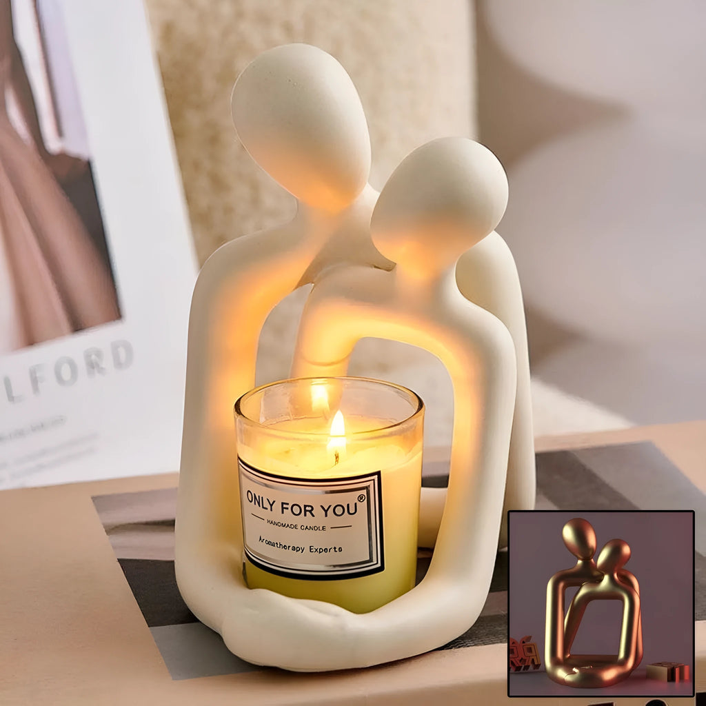 Modern simple style resin statue of a couple in milky white or gold colour.