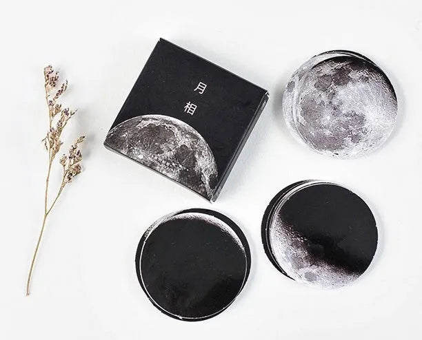 45 piece moon sticker set with crescent moon shapes on paper, 40mm