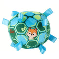15cm ball dog toy with plush handle for aggressive chewers in green, watermelon, or yellow