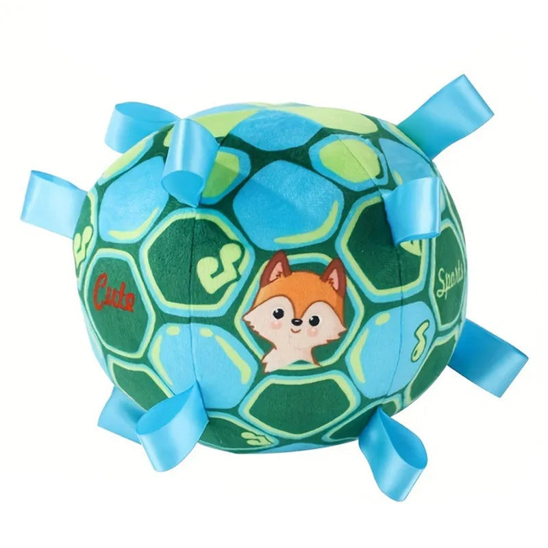 15cm ball dog toy with plush handle for aggressive chewers in green, watermelon, or yellow