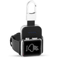 Black Apple Watch wireless power bank with keychain attachment showing compact rectangular design