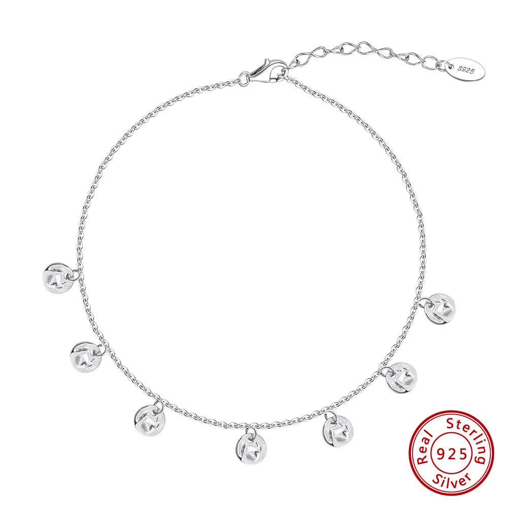 S925 silver round geometry anklet for women with choice of 14K gold or platinum plating