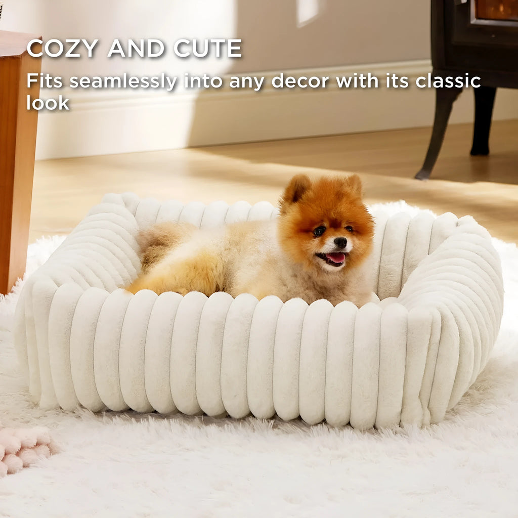 Grey raised edge dog bed cushion measuring 92cm long by 69cm wide for medium to large dogs
